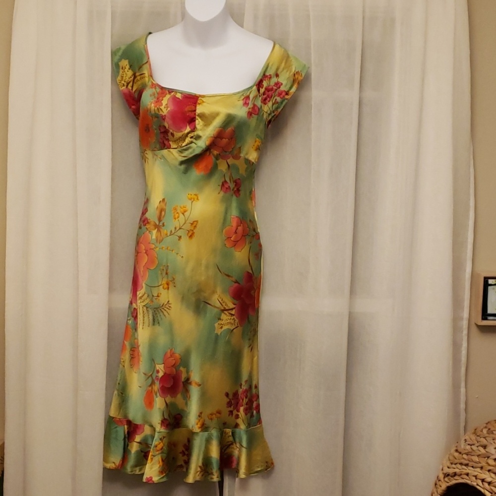 Floral Print Silk Dress by Possibility